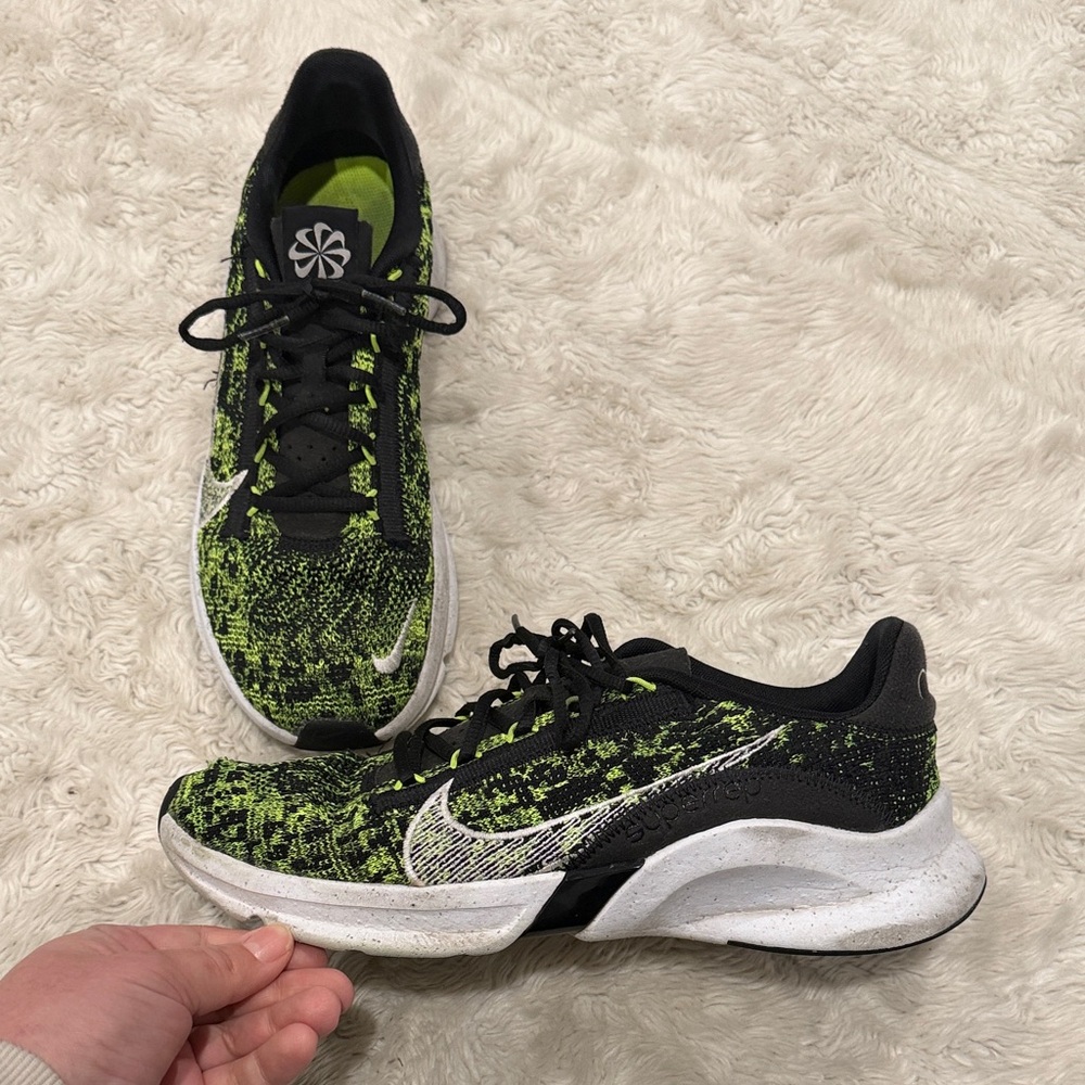 Nike SuperRep Go 3 Next Nature Flyknit Neon Green and Black Mens Size 9.5